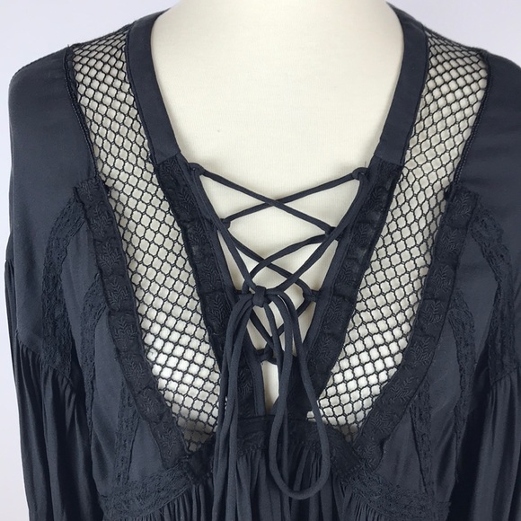 Free People Grey Peasant Top - Picture 3 of 8